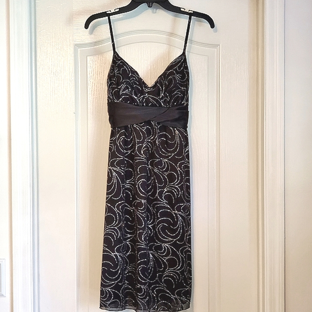 Black Silver Glitter Swirl Dress